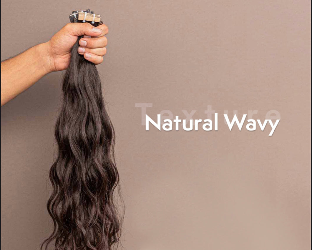 Natural Wavy Raw  Tape Hair Extensions